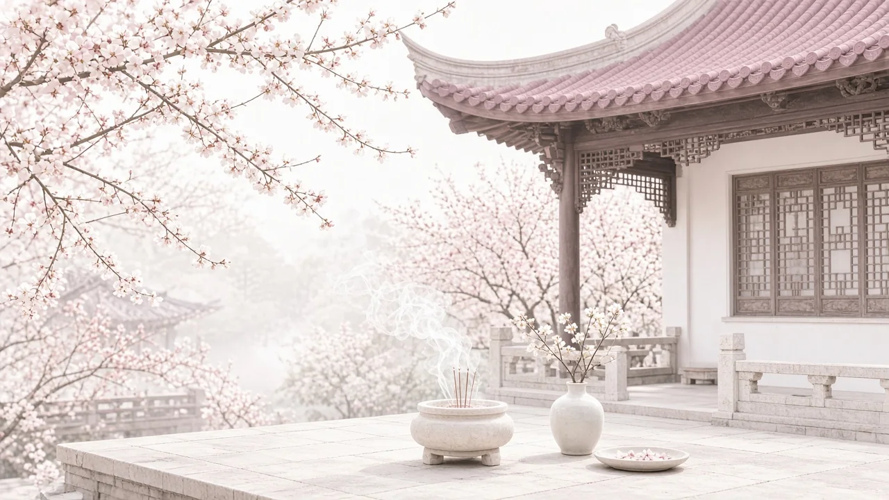浅色庭院与梅花，暗香阁楼凤封面
